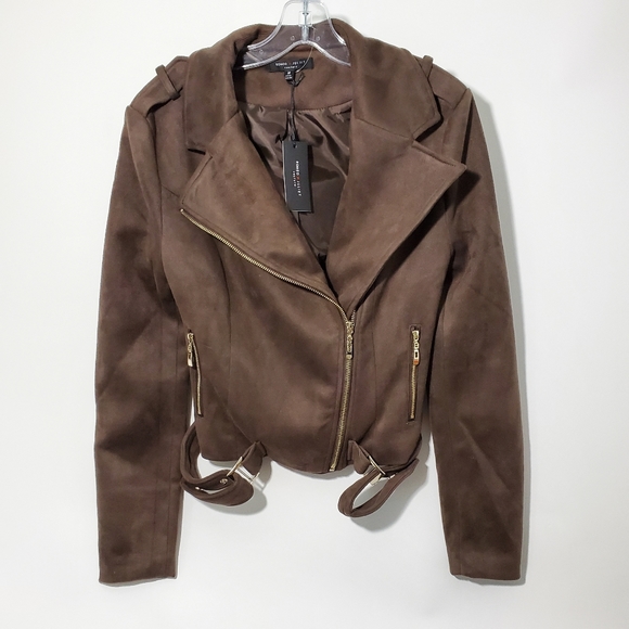 Romeo & Juliet Couture Jackets & Blazers - Romeo & Juliet Couture Brown Suede Moto Jacket